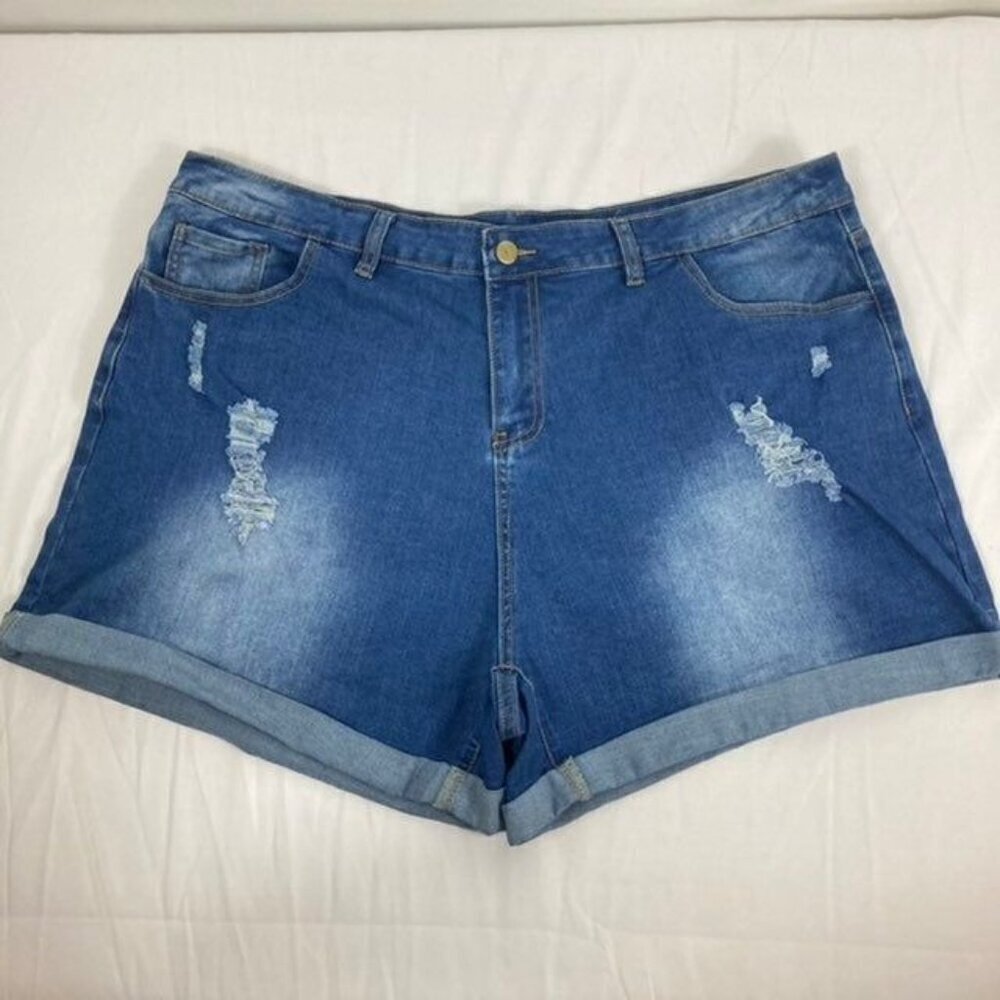 Womens Cunlin Distressed Jean Shorts 3XL